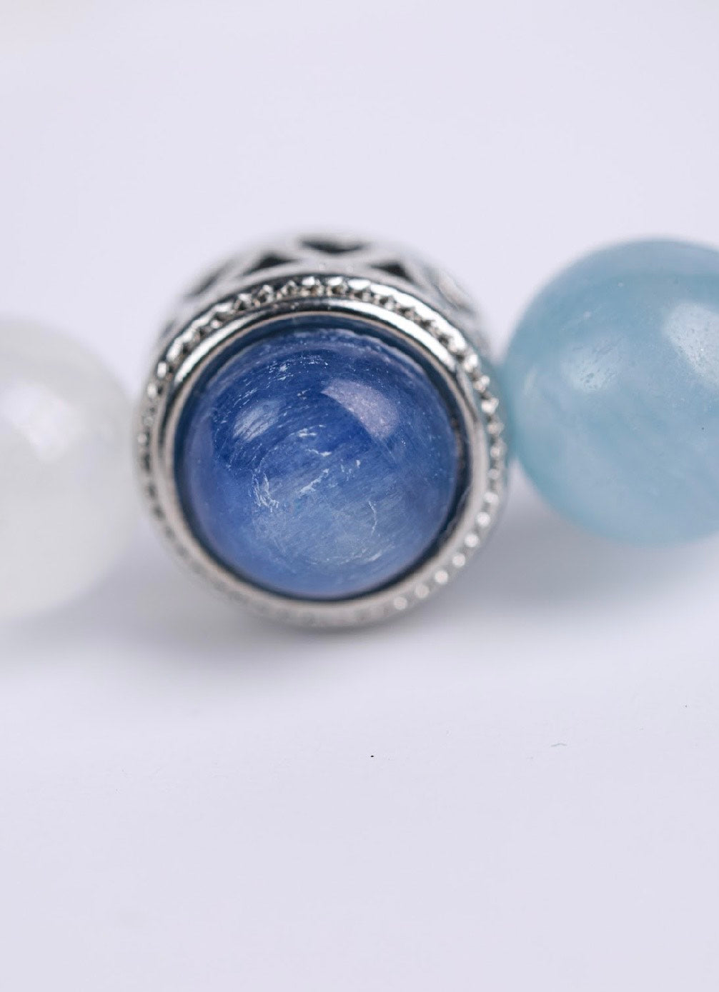 Blue Calcite & Moonstone Crystal Bracelet-蓝方解石+月光石