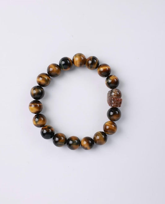 Tiger Eye Stone & Super Seven Pixiu Bracelet-虎眼石+貔貅