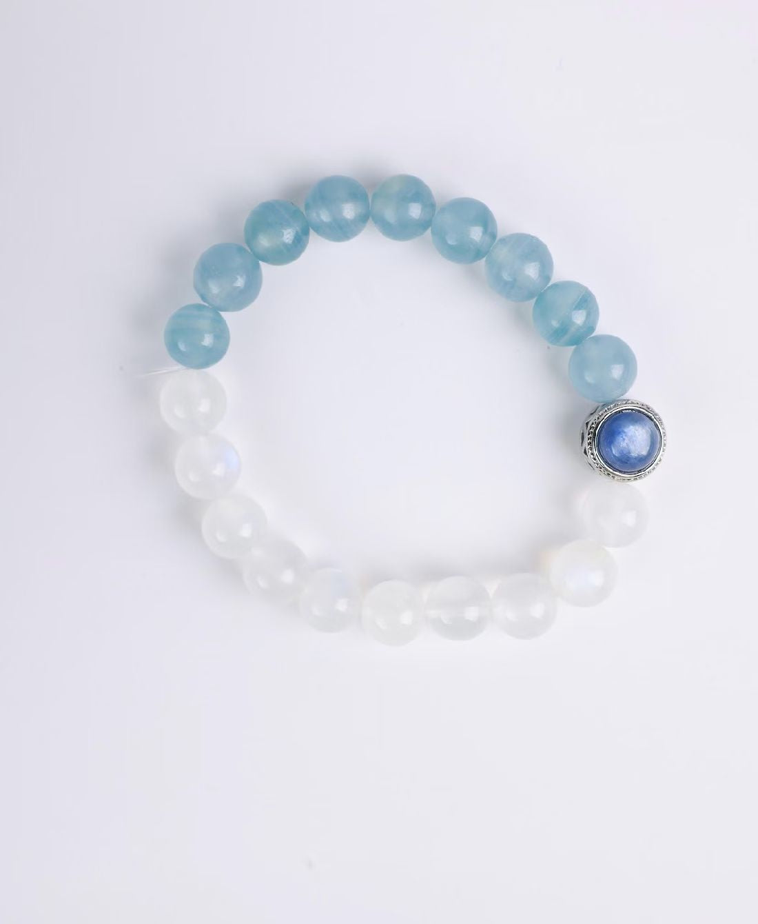 Blue Calcite & Moonstone Crystal Bracelet-蓝方解石+月光石