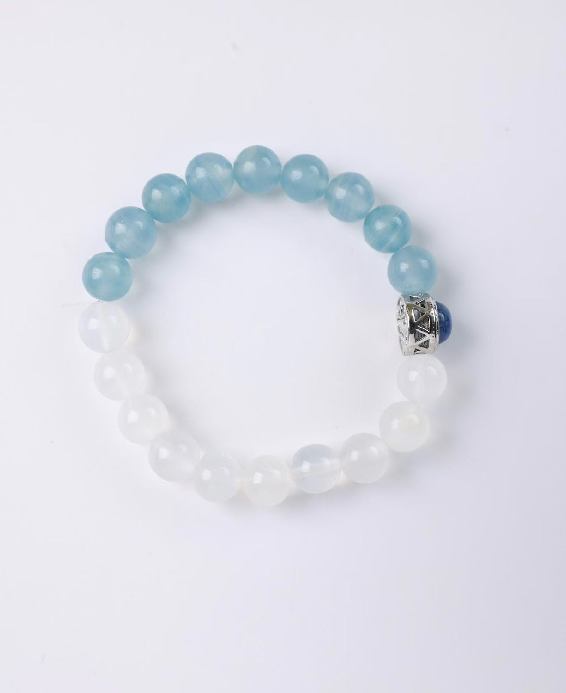 Blue Calcite & Moonstone Crystal Bracelet-蓝方解石+月光石