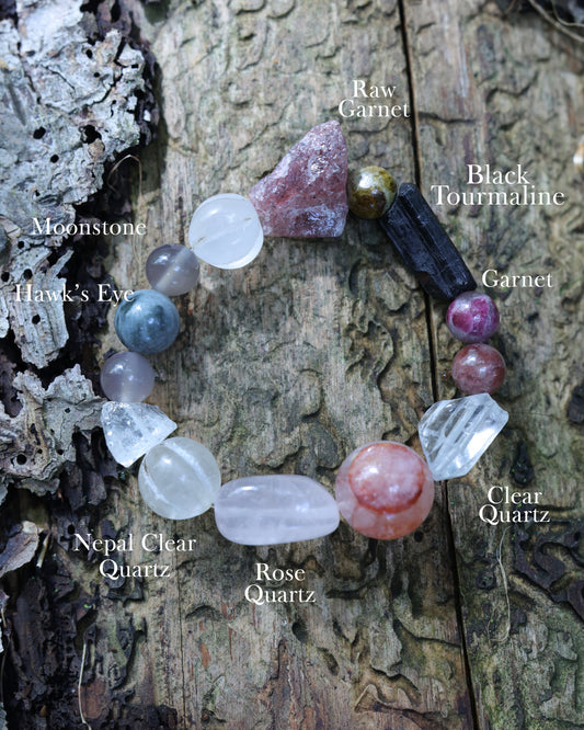 #2 Witchwood Raw Stone Crystal Bracelet🌿