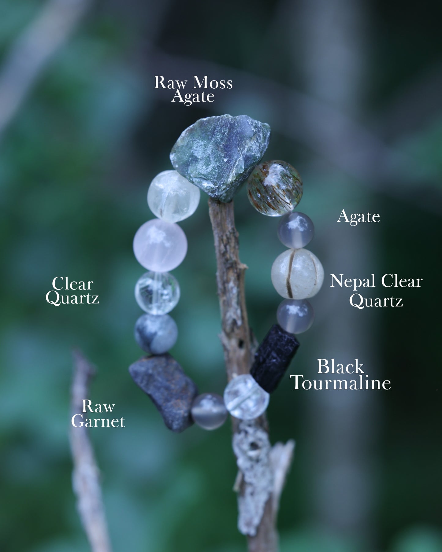 #18 🌿Witchwood Raw Stone Crystal Bracelet🌿