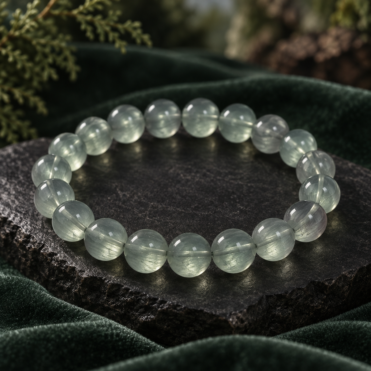 【Green Fluorite Bracelet】-拉絲綠螢石手串