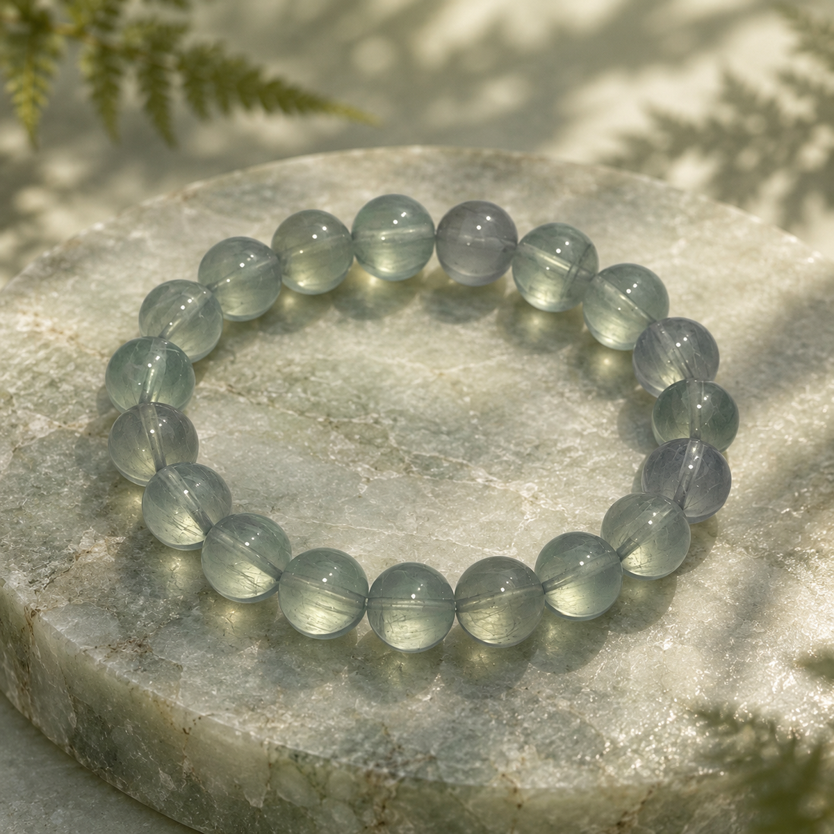 【Green Fluorite Bracelet】-拉絲綠螢石手串