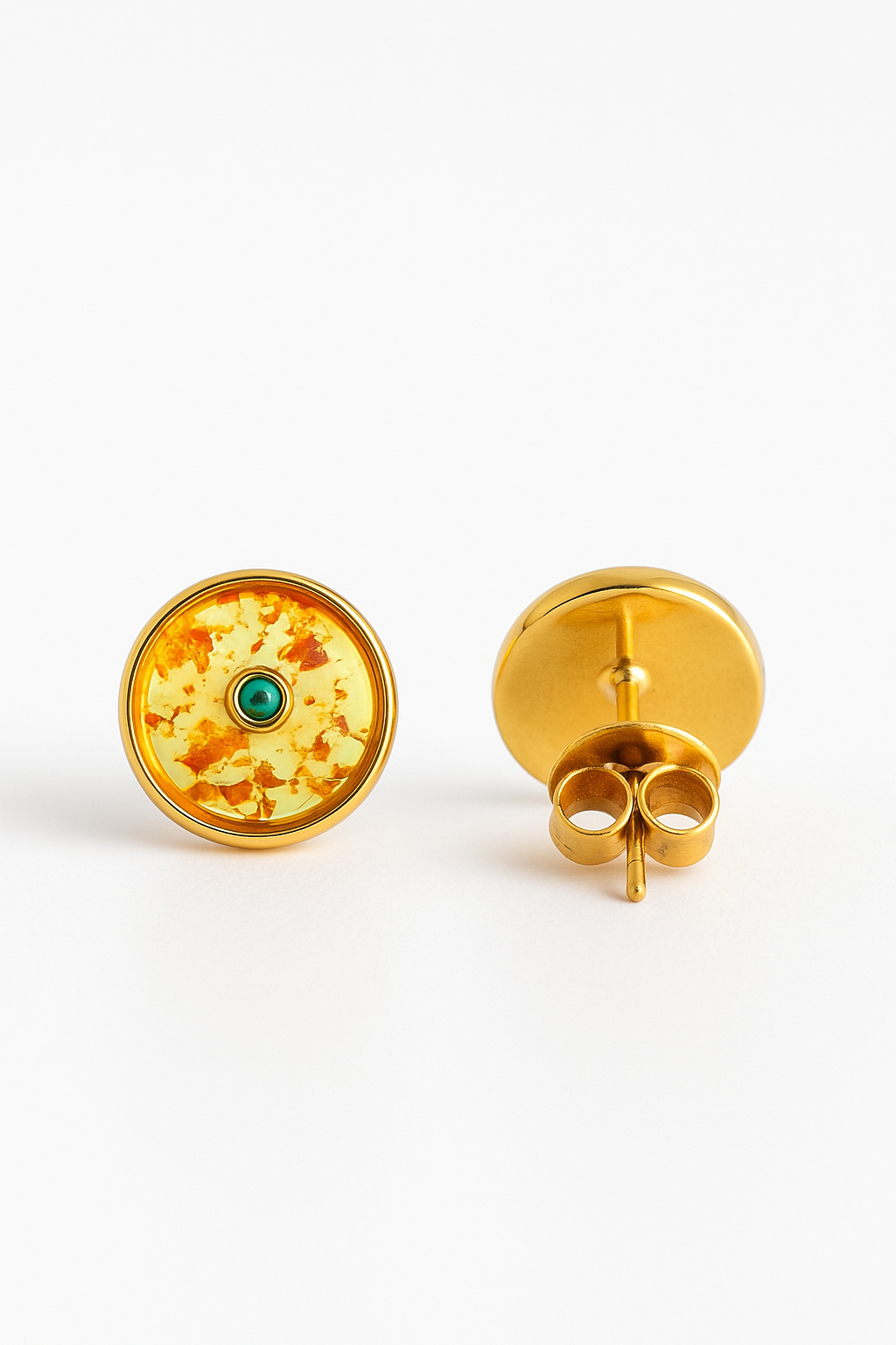 Natural Floral Amber Donut Earrings