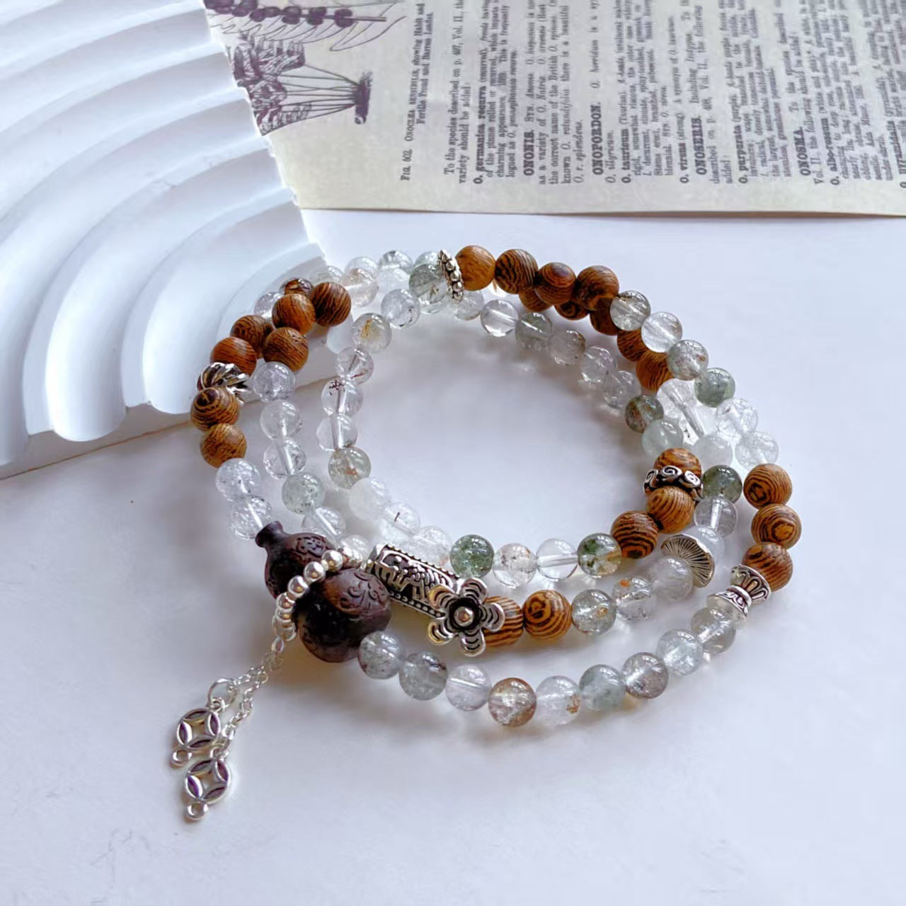 Natural Green Phantom & Agarwood Bracelet