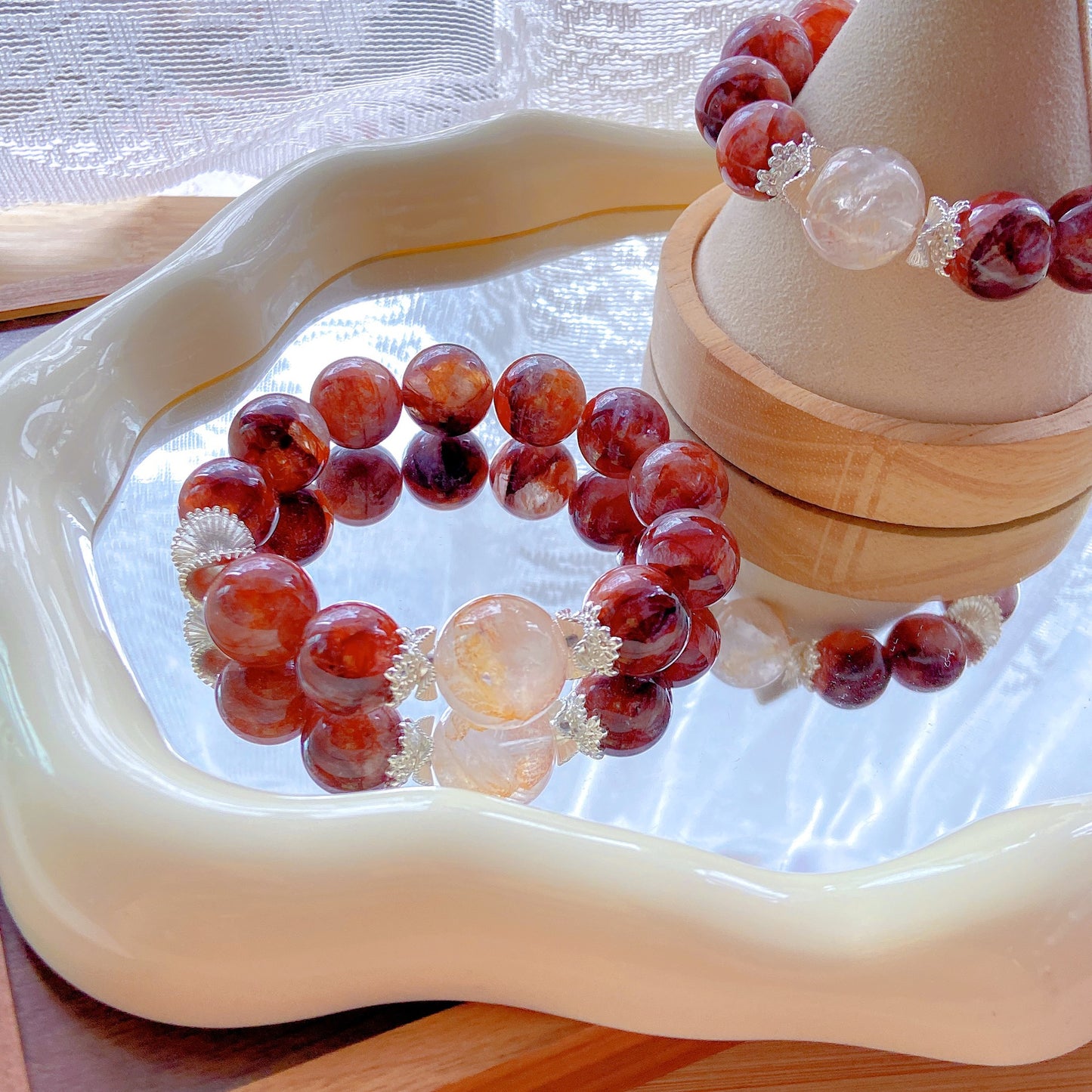 Red & Yellow Resin Flower Bracelet